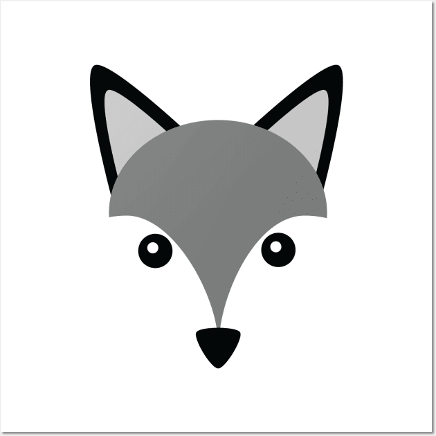 Cute Little Husky Dog Wolf Head Logo Illustration Wall Art by Squeeb Creative